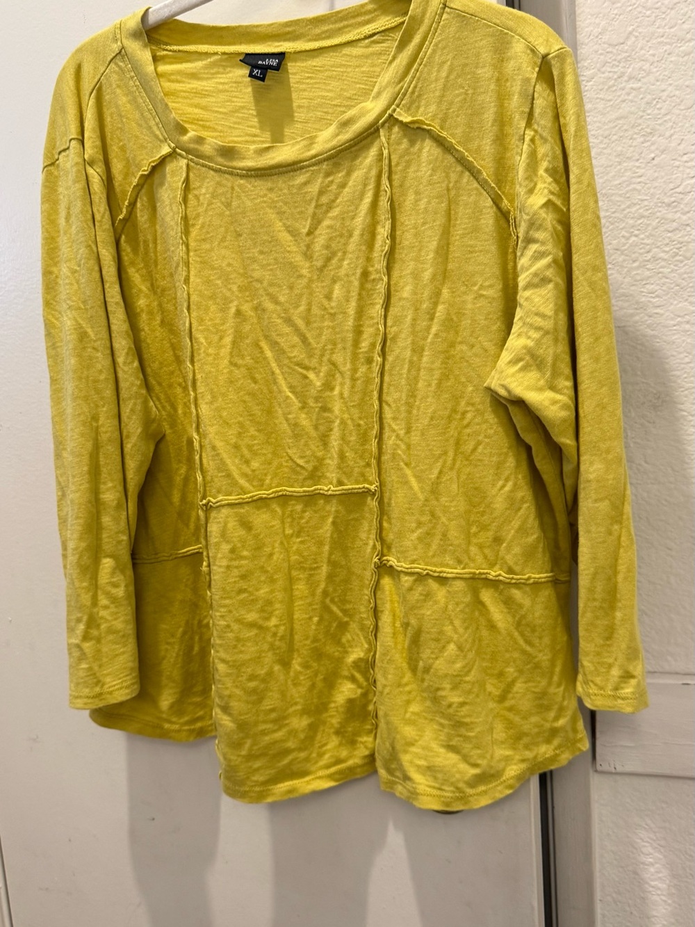 Lisa Bayne Long-Sleeve Patch Seam Top - Yellow XL